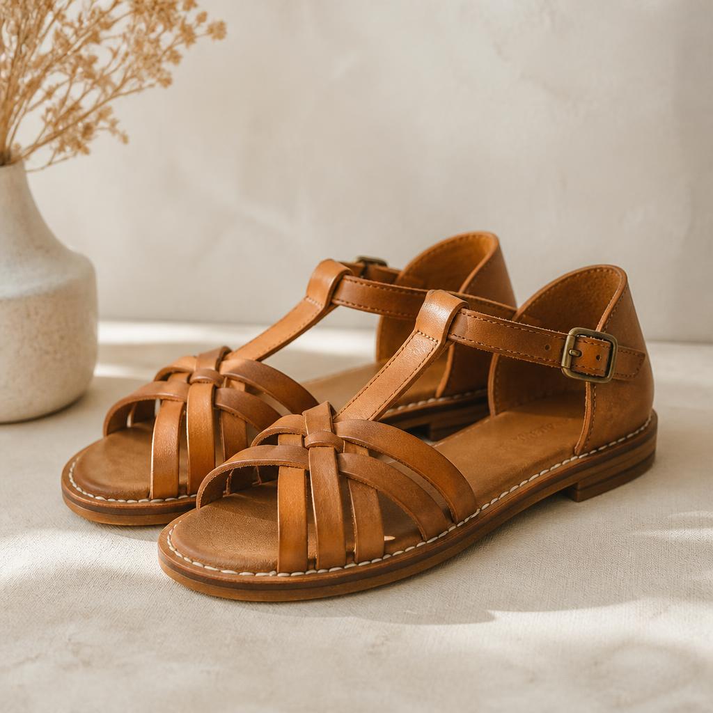 Golden Brown Strap Sandal